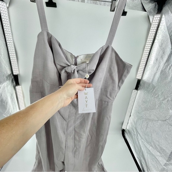 Roxy Glen Plaid Jumpsuit Spring WAYF Neutral Front Cutout Plus Size 3X NWT - Picture 5 of 14